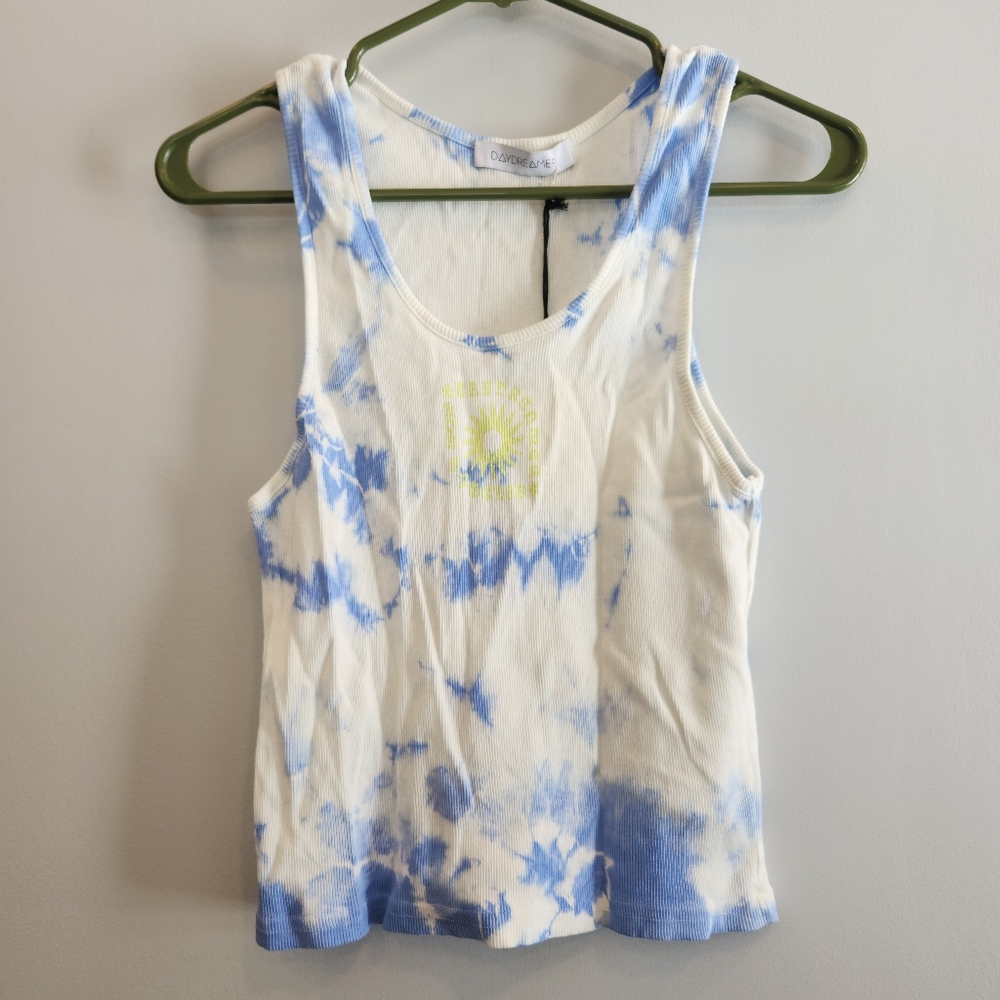 Daydreamer NWT L Tie Dye Ribbed Tank Top In Periwinkle Cloud
